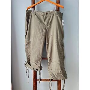 Maurices Cargo Capri Pants Drawstring Olive Green Casual Cropped Size 16